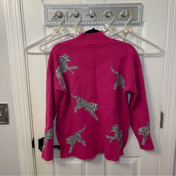 Pink Leopard Print Women's Sweater - Picture 5 of 8